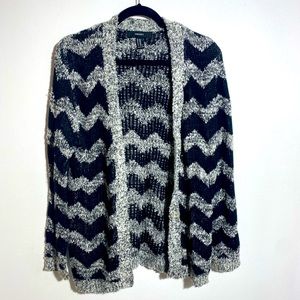 Black and grey chevron fuzzy cardigan